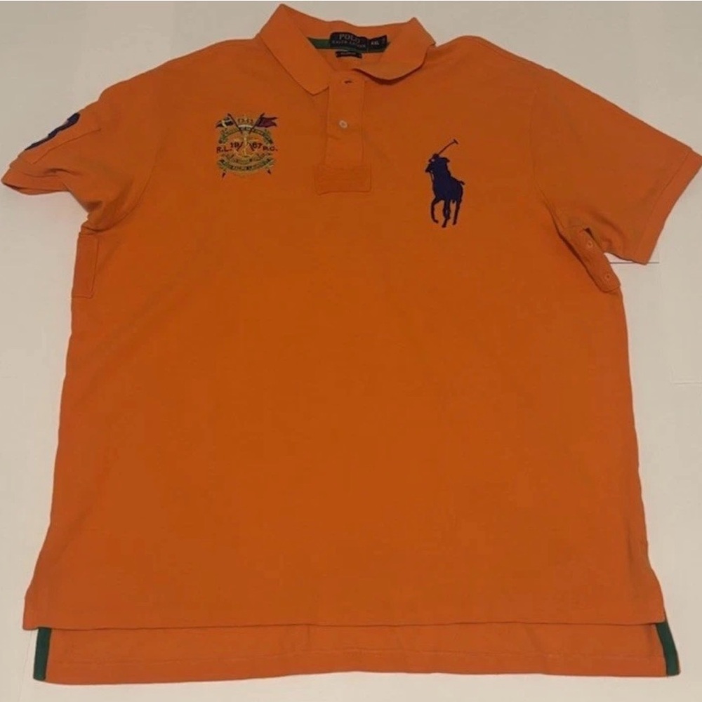 Polo Ralph Lauren Mens XXL 2XL Orange Polo Shirt Bleecker St Rugby Big Pony